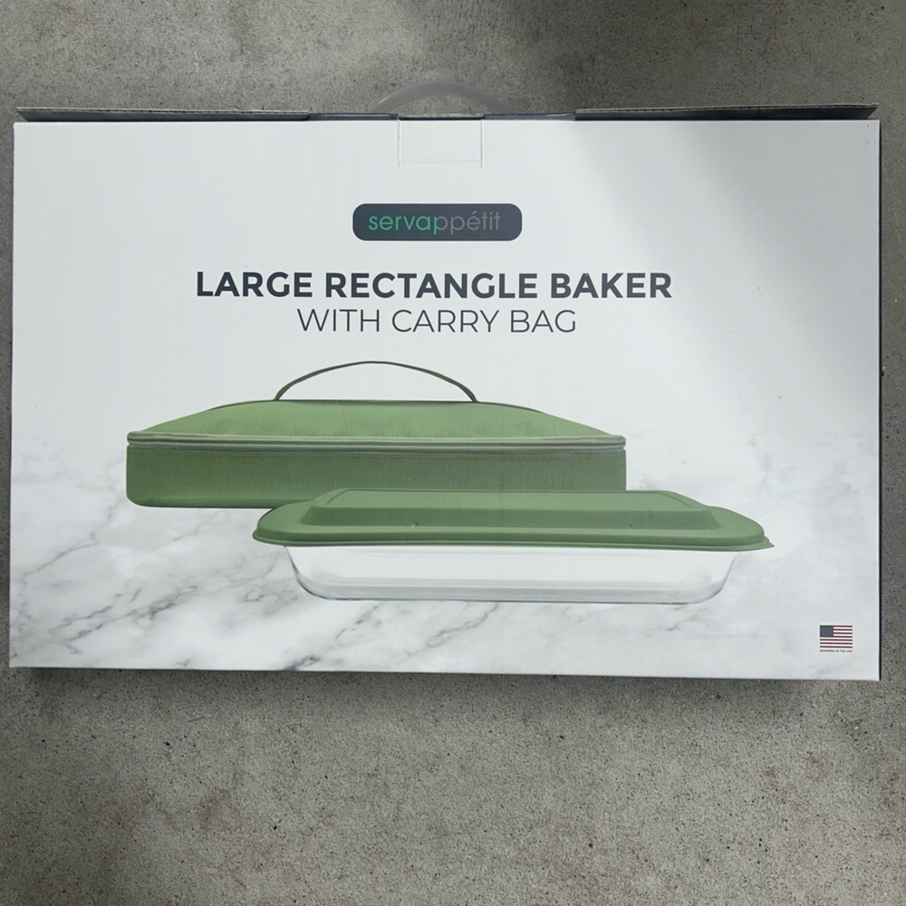 Servappetit Rectangle Baker Glass Baking Dish W/ Insulated Carry Bag 13.5x9”